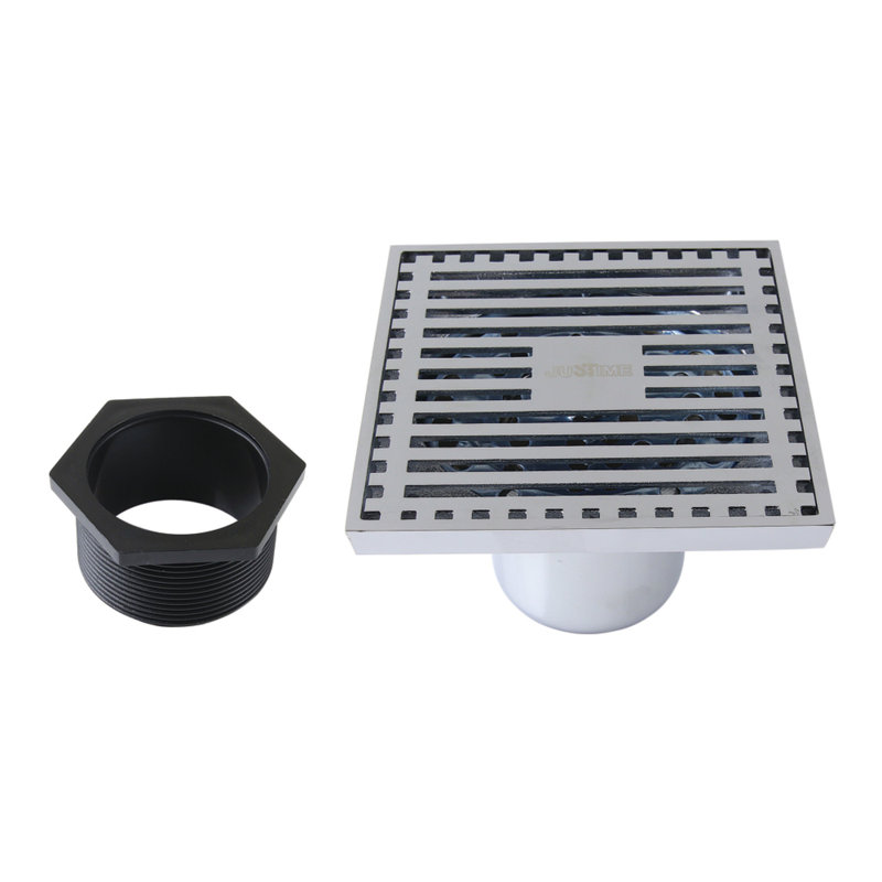 Kingston Brass Watercourse 4-Inch Square Shower Drain, Polished Chrome