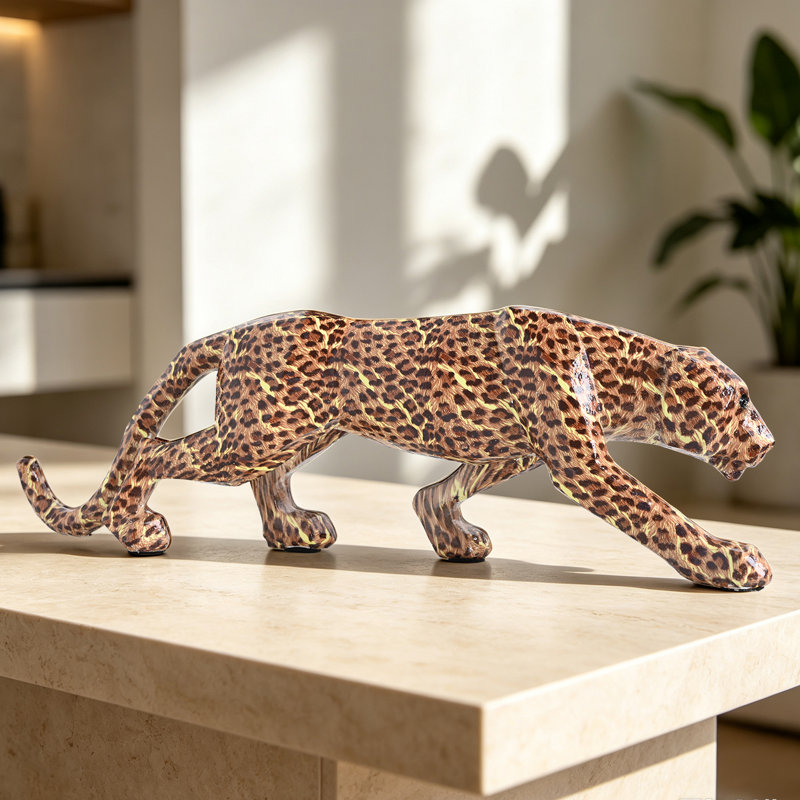 Décoration de guépard statue de léopard en résine assise guépard Figurine de bureau décoration de bureau pour la maison