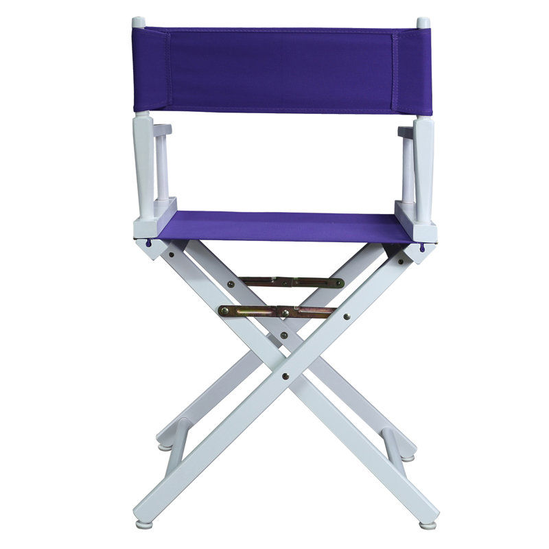 18" Folding Director Chair, White, Purple
