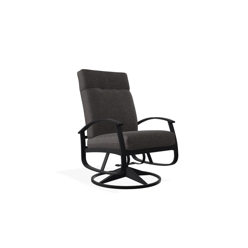 Chaise de patio pivotante avec coussins Askar, Mélange anthracite, Blanc brillant, Blanc P50
