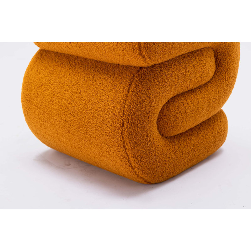 Merchiston Solid Wood Accent Stool, Orange Teddy