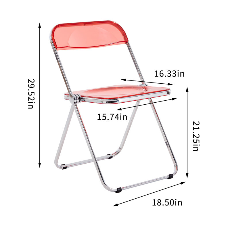 Chaise de salon pliante transparente en plastique transparent, Rouge
