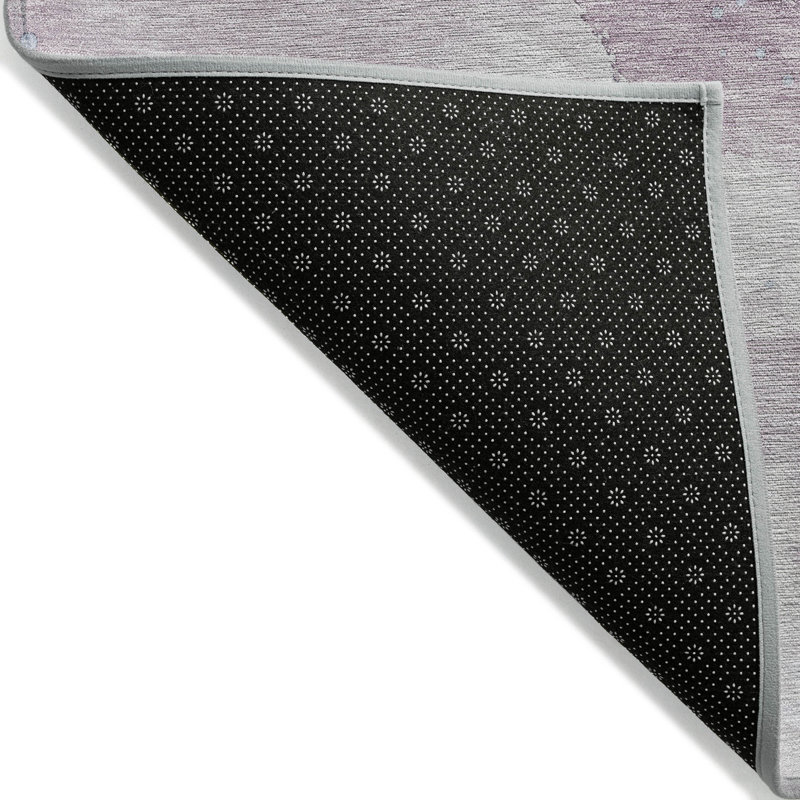 Lavender and Gray Synthetic Washable Rectangular Rug