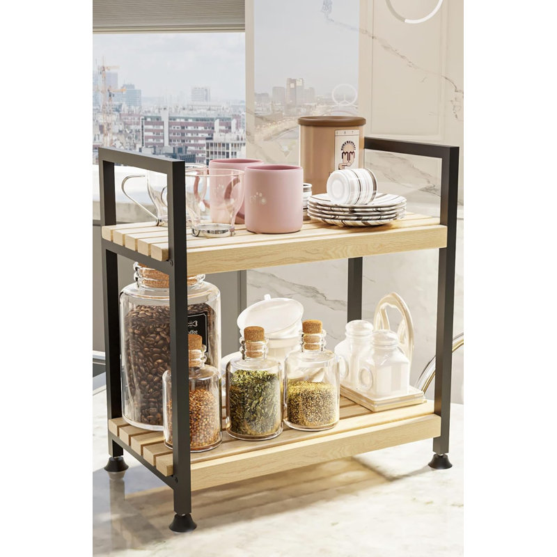 2-Tier Wooden Kitchen Organizer Shelf