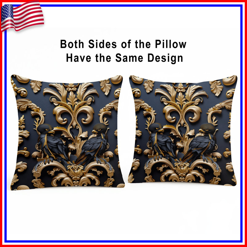Coussins décoratifs Ornate Birds Flourish, 14 X 14 pouces