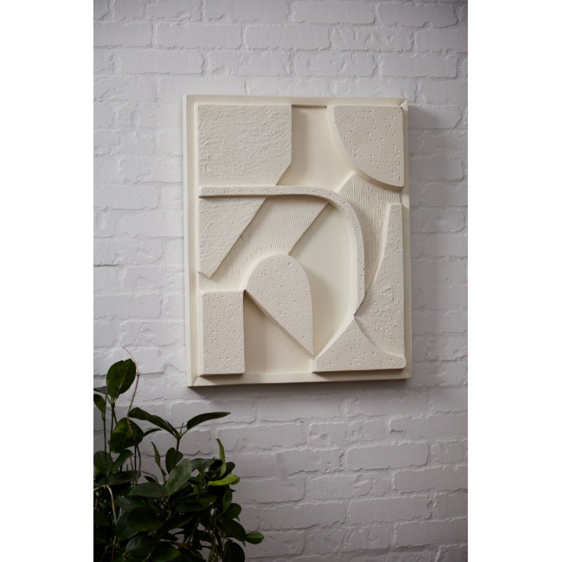 White Ceramic Oneiro Wall Art with Carved Relief