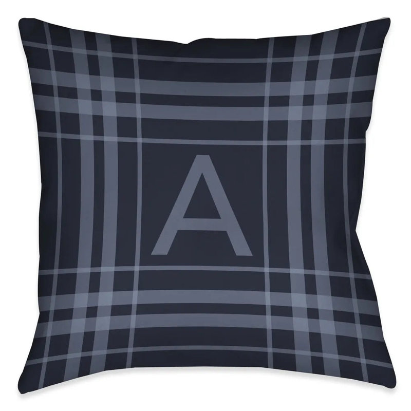 Coussin décoratif à carreaux bleu marine