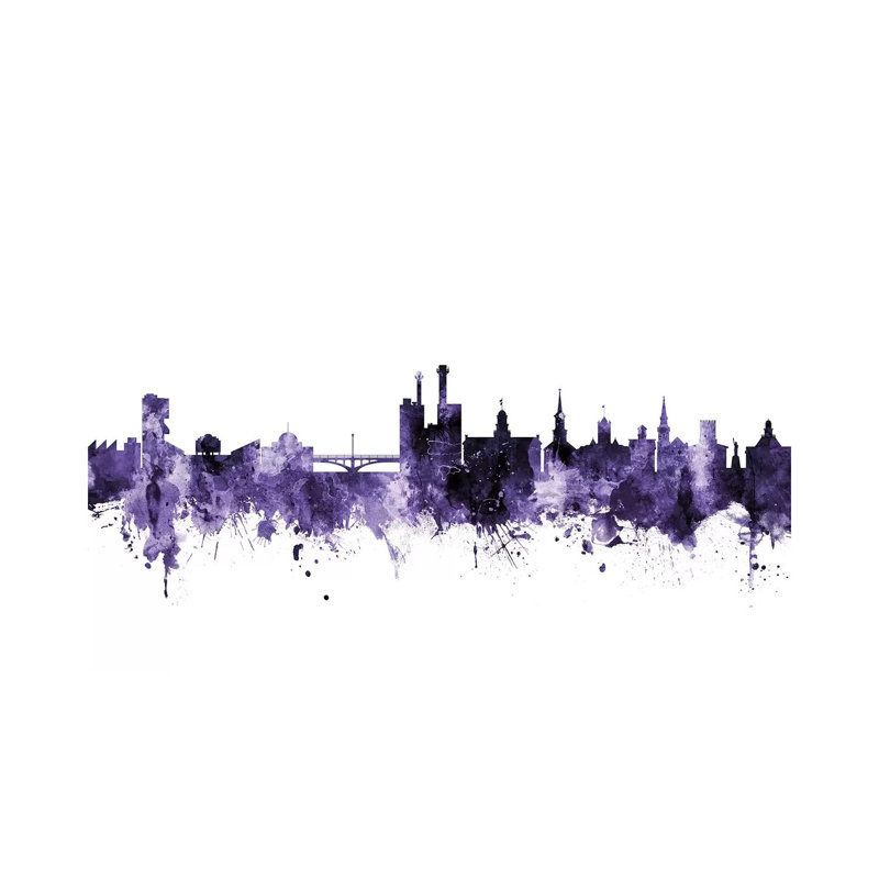 Lowa City, Lowa Skyline by Michael Tompsett - 1 Piece Wrapped Canvas Wall Art, 20.32 cm H x 30.48 cm W