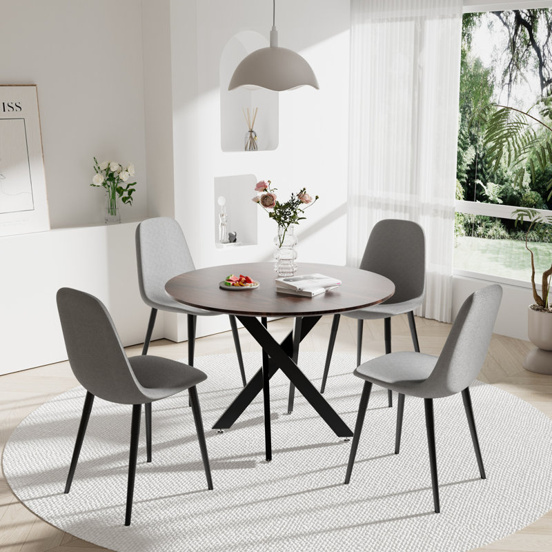 Ensemble de salle à manger 5 pièces, H 30 po x L 36 po x l 36 po, Brun, Gris foncé