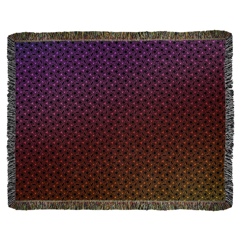 Couverture tissée hexagonale Katelyn Elizabeth, l 60 po x L 80 po, Rose, rouge et jaune
