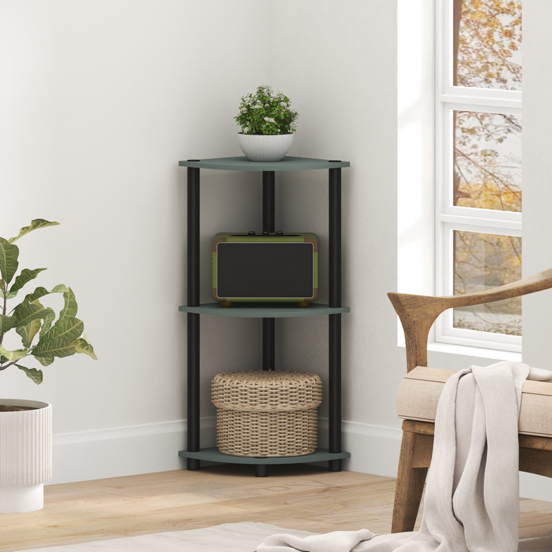 Bibliothèque d'angle Baril H 29,6 "x l 11,6", Vert sauge / noir, (2 Shelves) 29.6" H x 11.6" W x 11.6" D