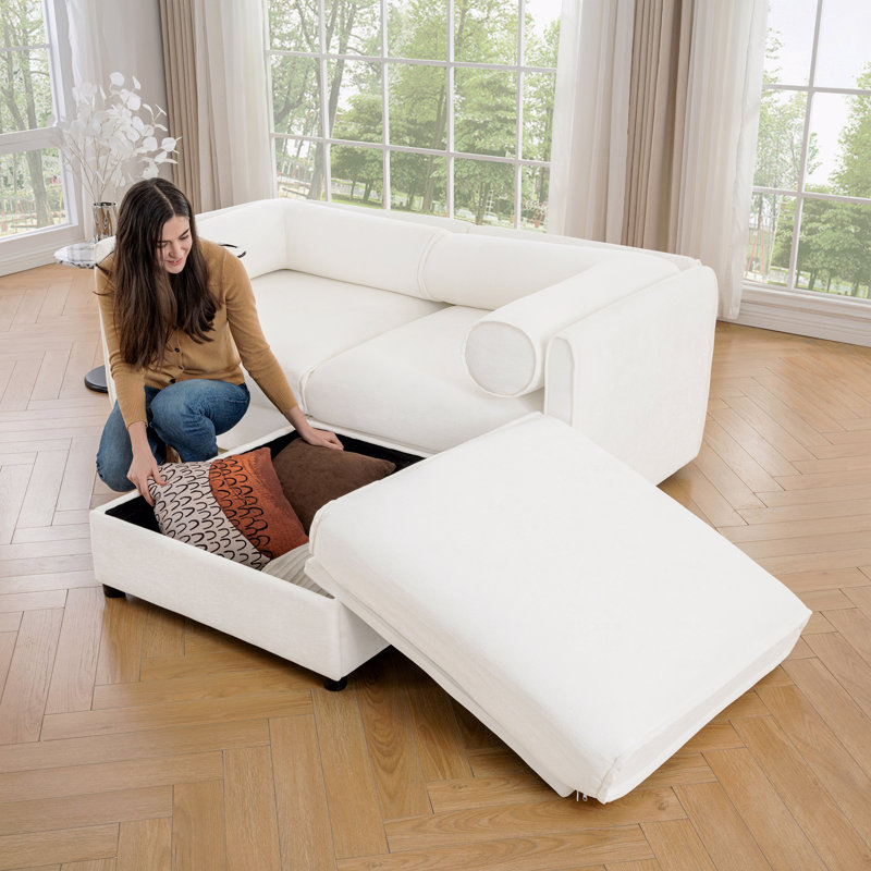 Canapé en tissu d'ameublement Chenille, H 27,9 po x l 75,5 po x P 37,4 po, 2