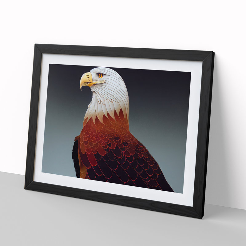 Dramatic Eagle Bird 1 Piece Single Picture Frame Wall Art, 25cm H x 34cm W x 2cm D, Black Framed