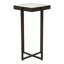 Modern Square Marble Top Forged Metal Drink Table for Living Room - Slim Pedestal Accent End Table for Decorative Display, Entryway, and Seating Areas