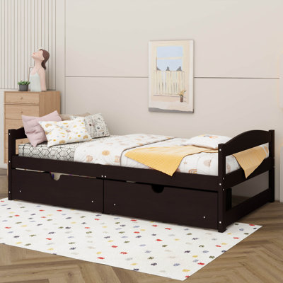 Twin-Sized Platform Bed Equipped With Two Storage Drawers