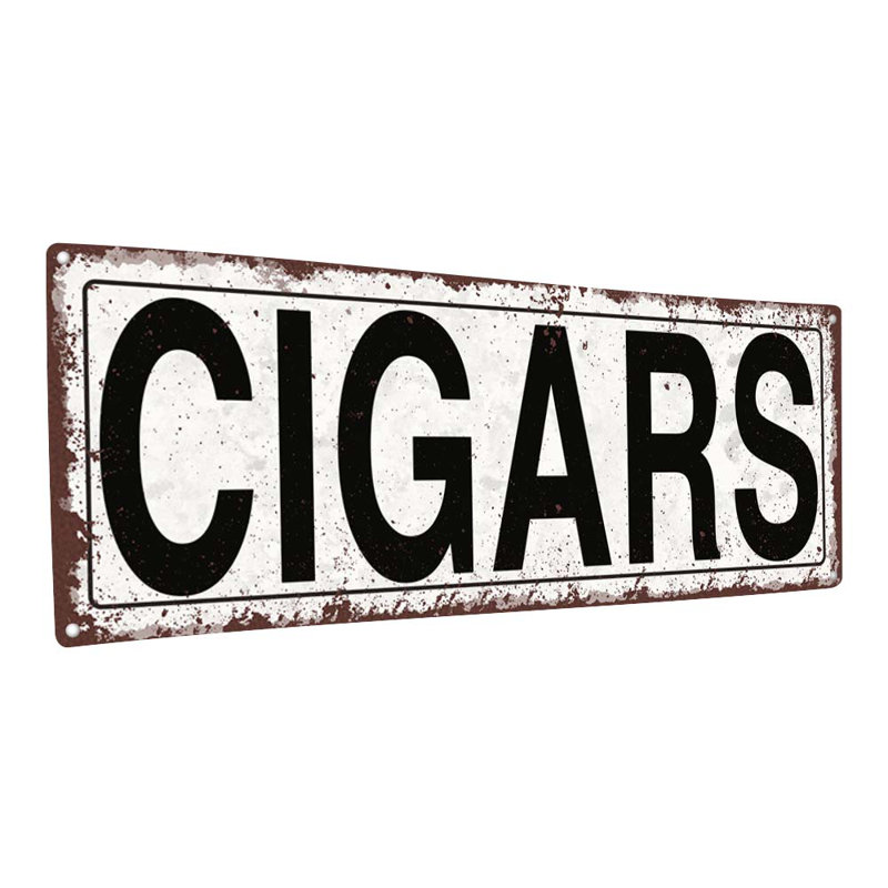 Cigars Metal Sign, 5.75" H x 15.5" W x 0.04" D