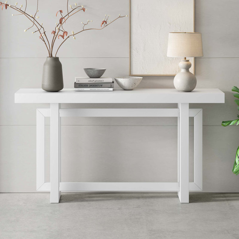 Console 59 "en bois massif, Blanc, Blanc