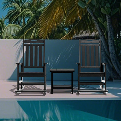 Ensemble de 2 chaises berçantes d'extérieur Hdpe