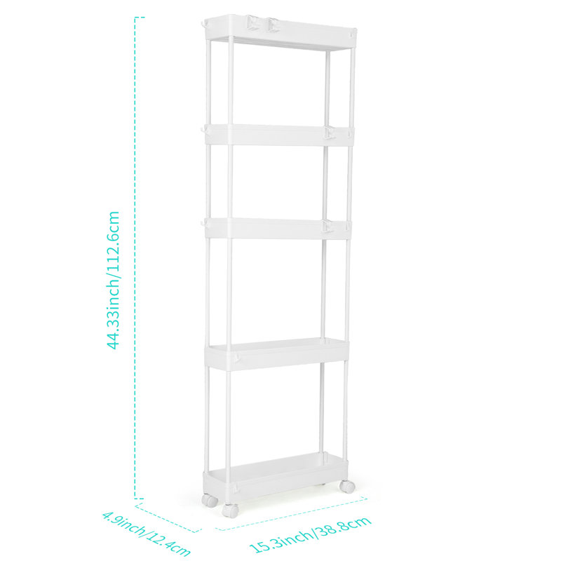 5-tier Ultra-thin RollingStorage Cart,Easy to Install & Durable,Mobile & Stable,can be Used for Storage in Small Spaces