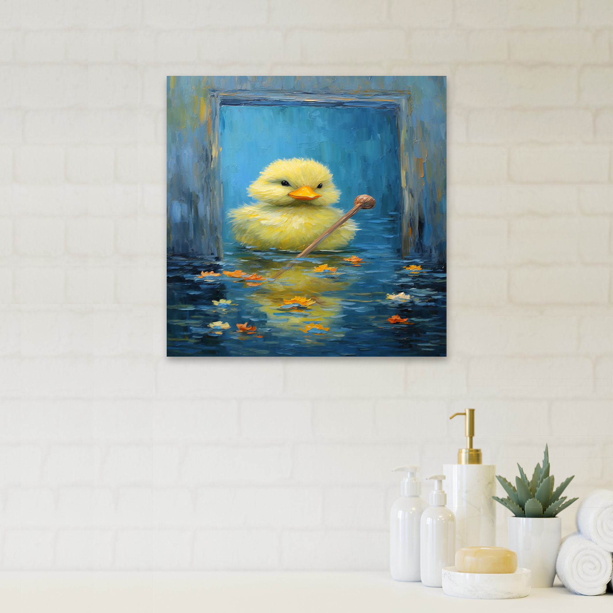 August Grove® Abstract Bathing Duckling - Toilet Wall Art | Wayfair