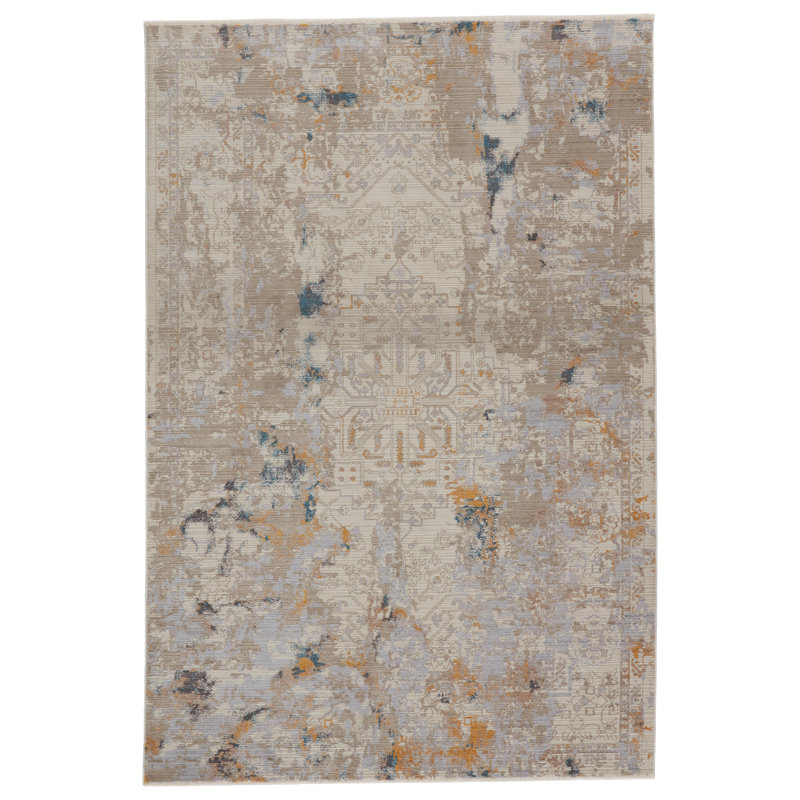 Rayon Abstract Indoor Rug, Rectangle 5'3" x 7'6"