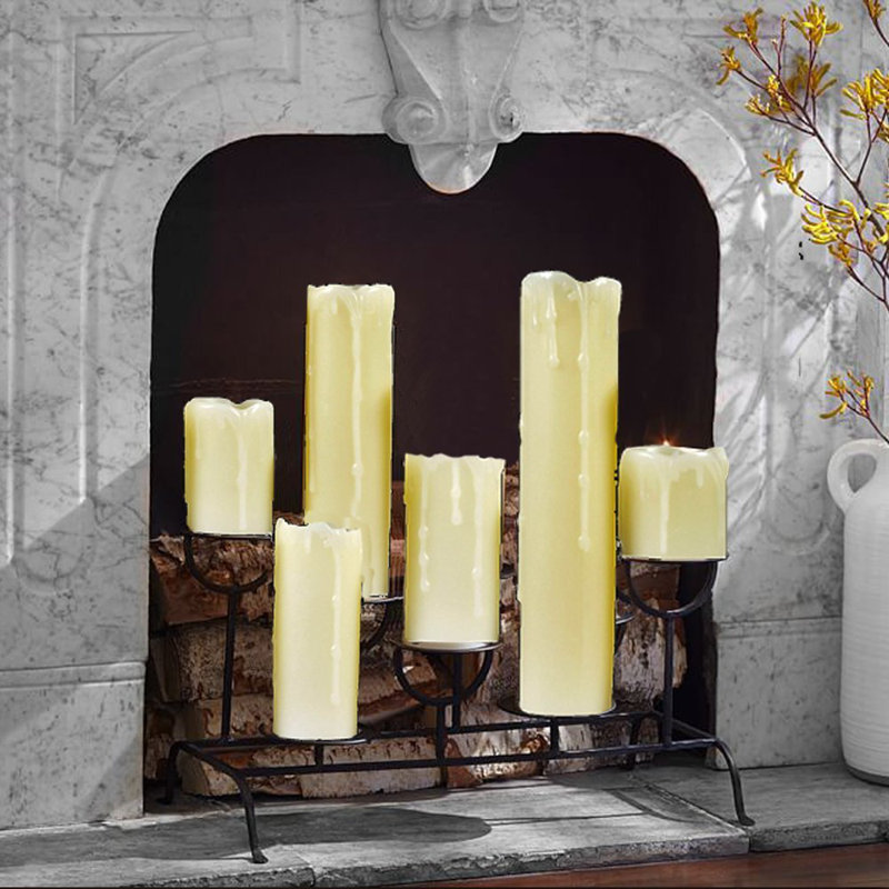 Realistic LED Flameless Dripping Wax Pillar Candles (Set of 6)