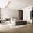 Modern King Size Light Gray Upholstered Platform Bed With Steel Frame