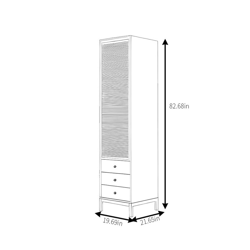 Armoire simple en rotin tissé, Noyer