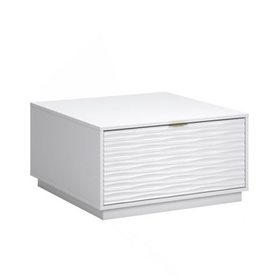 Table basse côtière en bois d'ingénierie avec tiroir, blanc