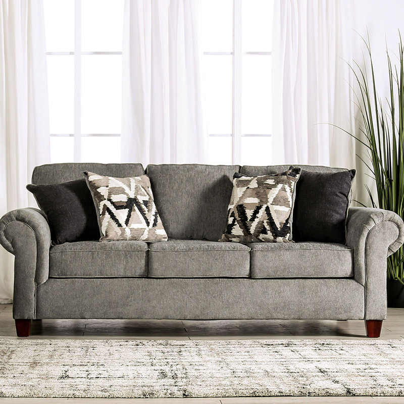 91.4" W Transitional Sofa, Graphite