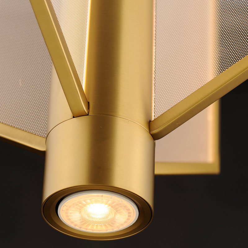 4 - Light LED Geometric Pendant, Natural Aged Brass