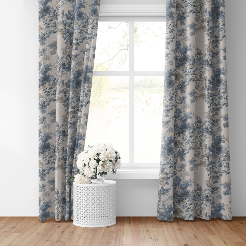 Dolce  Blue Fog Cotton Simple Top Pocket Drapery Panel Set of 2, 50" W x 72" L