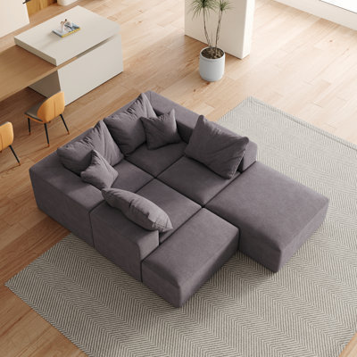 Canapé modulaire en forme de L 132 po - Désossé, 6 coussins - Salon / Chambre
