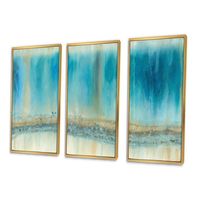 «Restless River In The Rain V», ensemble d'art abstrait sur toile à encre liquide_80423, H 20 po x l 36 po x P 1 po