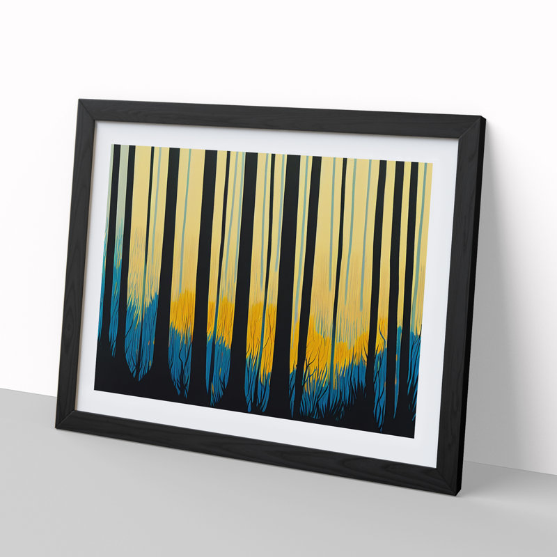 Artistic Abstract Forest - Single Picture Frame Print, Black Framed, 25cm H x 34cm W x 2cm D
