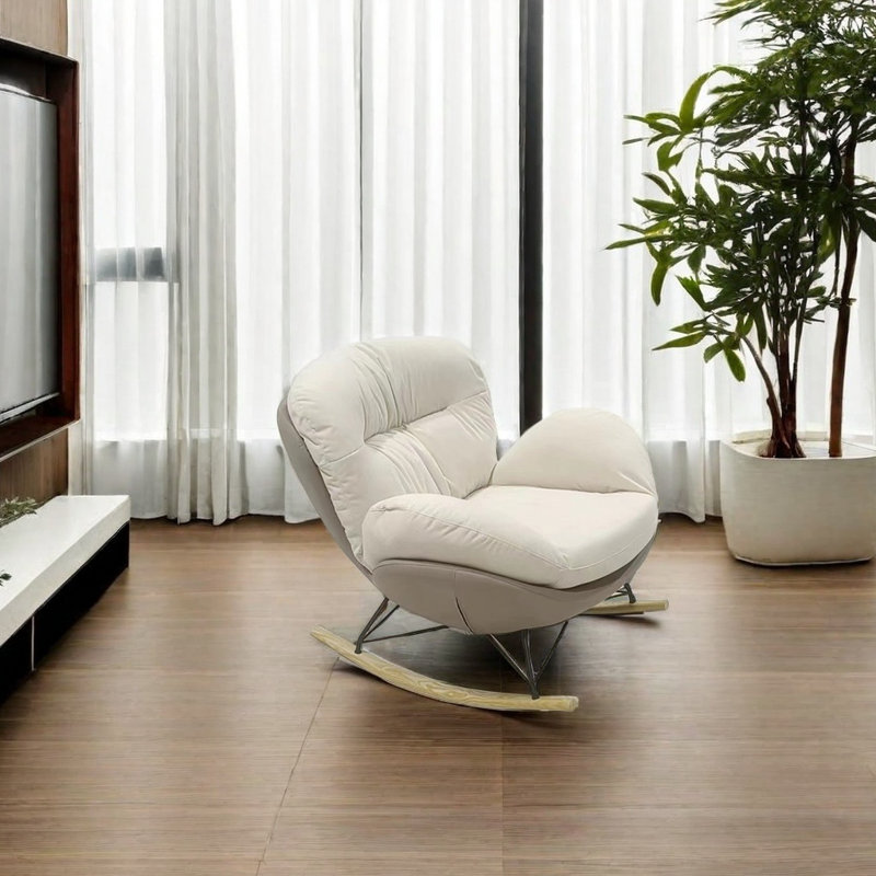 Chaise berçante de loisirs pour la maison, Blanc cassé