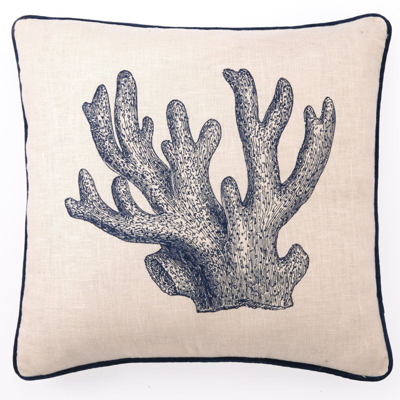 Embroidered Pillows - Coral Throw Pillow