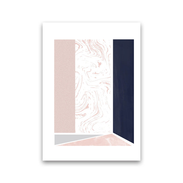 Ivy Bronx Navy And Marble Pink 2 Art Print By Pixy Paper A4 / Canvas ...