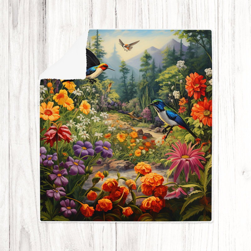 Jeté , L 68 po x L 80 po, Imprimé animalier / floral, Multicolore