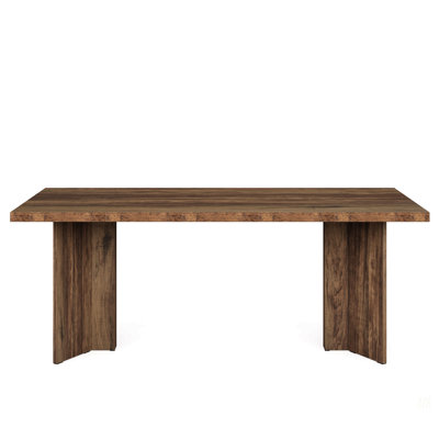 63" Farmhouse Executive Desk – Vintage Wood Computer Workstation With Thickened Tabletop, Large Writing & Conference Table For Home Office Or Study, Dark Walnut Finish