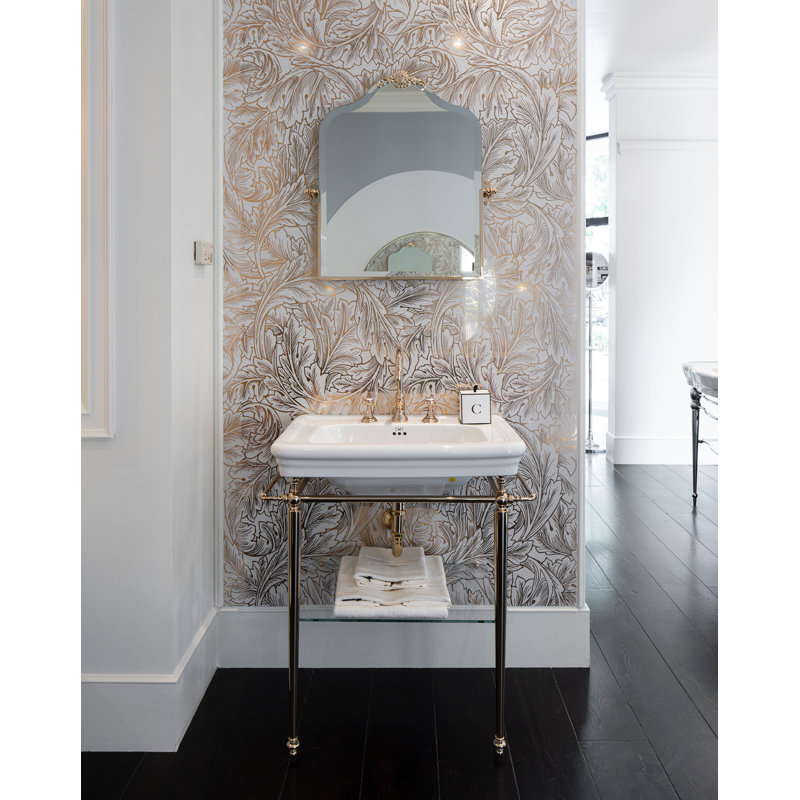 Etoile Rectangular Console Bathroom Sink with Overflow, White/Chrome, Single