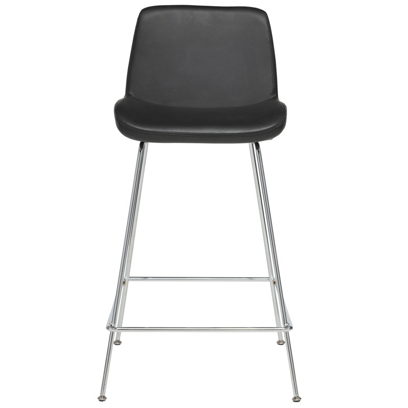 Tabouret de bar et de comptoir Jabreya, Chrome chrome, Noir, Tabouret de bar (siège d'une hauteur de 29 po)