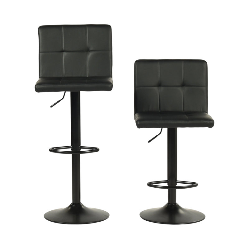 Swivel Upholstered Adjustable Height Counter Stool with Metal Frame