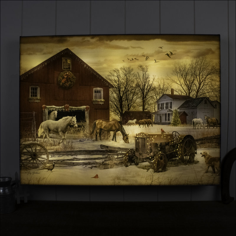 Art mural 18 x 24 lumières DEL Winter Farm