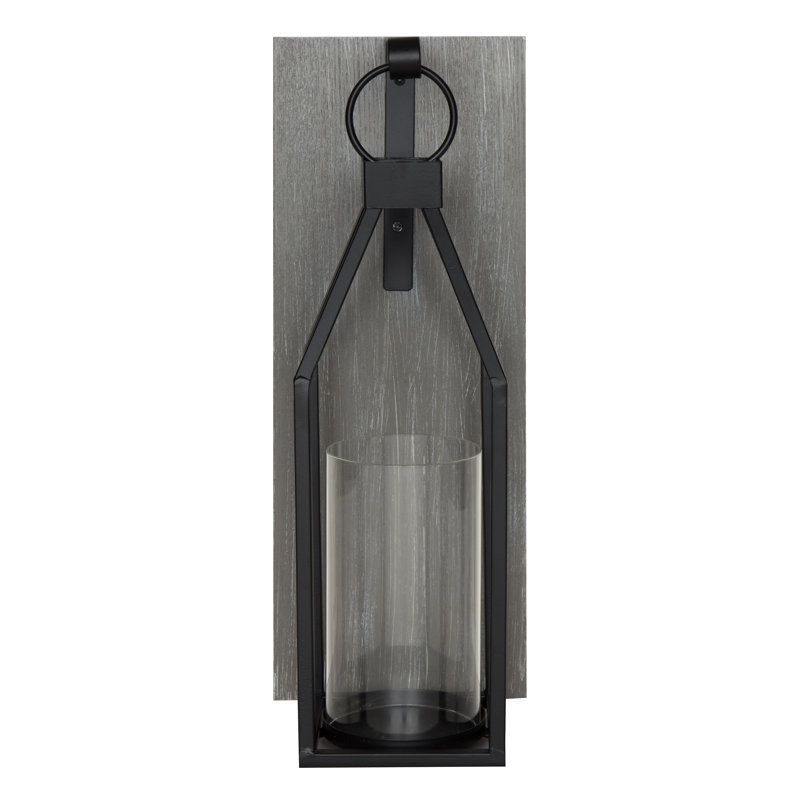 Applique murale en métal / bois / verre 18,75 po Martinek, Gris