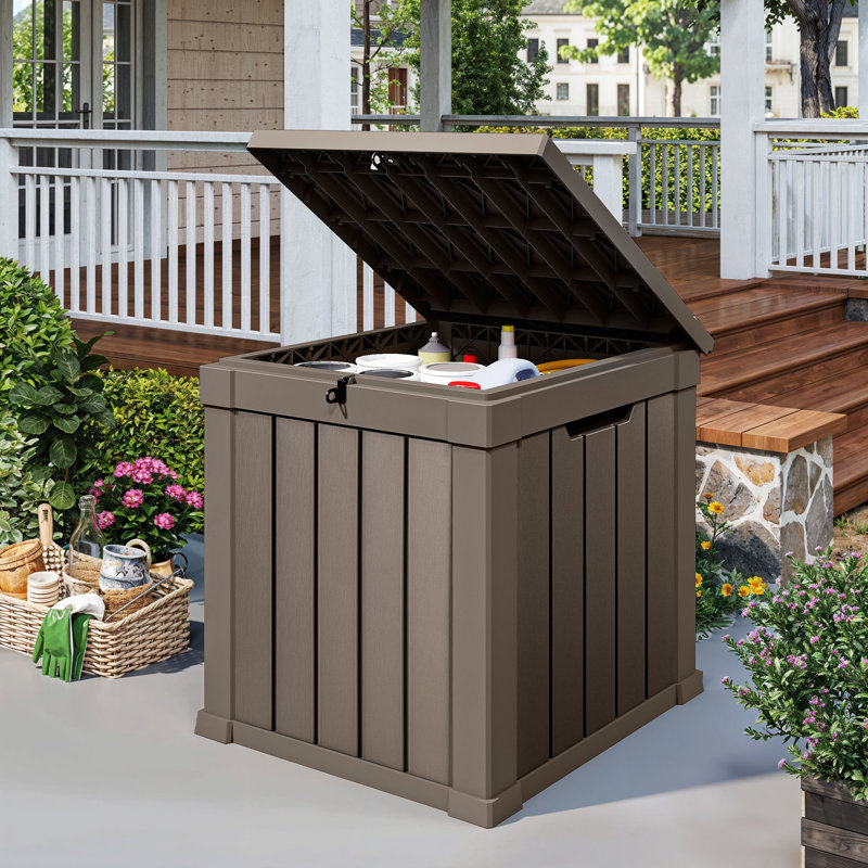 Boîte de rangement pour l'extérieur 50 gallons, Brun