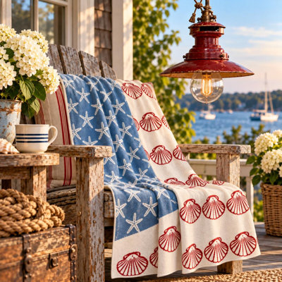 In2Green Coastal Americana Knit Throw Multi color
