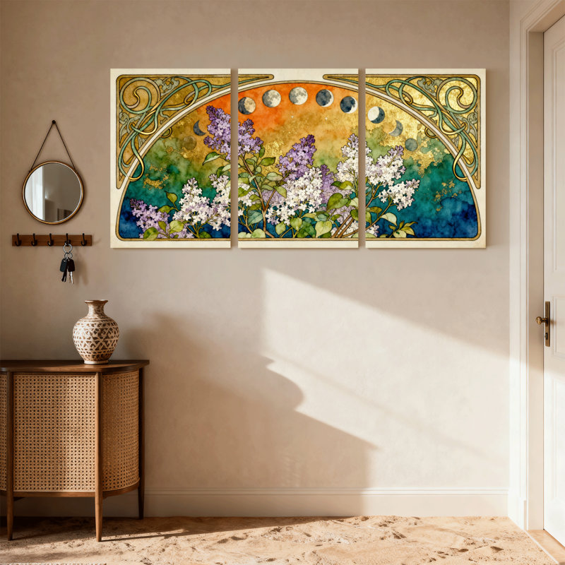 Ensemble de 3 impressions sur toile Art Nouveau, H 30 po x l 60 po