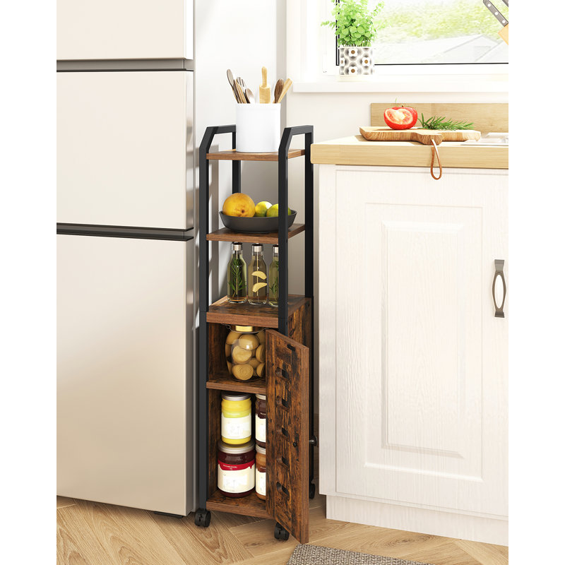 Bathroom Storage Cabinet - Toilet Paper Storage Cabinet, Small Toilet Paper Holder with 4 Wheels, Bathroom Organizer with Adjustable Shelf, for Small Spaces, Rustic Brown