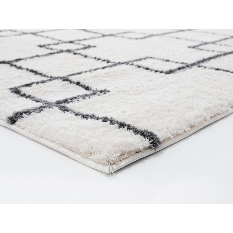 Tapis de zone crème aaru poils longs McCaysville, Rectangle 3 pi 3 po x 4 pi 11 po